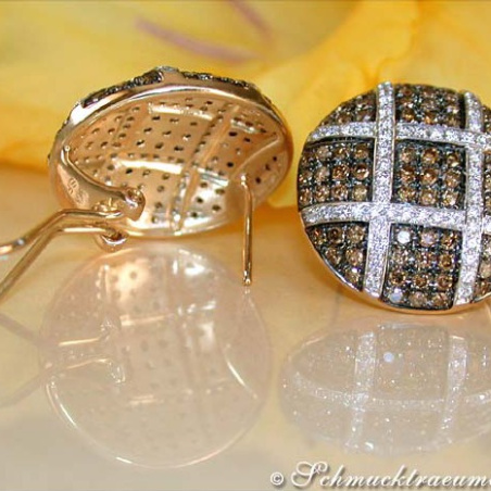 Ohrstecker mit braunen & weißen Brillanten
