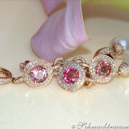 Impressive Dangling Earrings with Southsea Pearls, Tourmalines & Diamonds