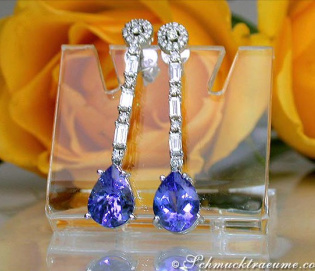 Precious Tanzanite Earrings with Diamonds