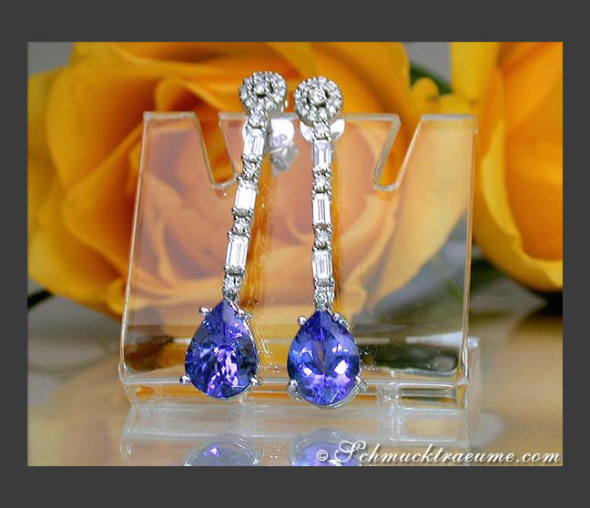 Precious Tanzanite Earrings with Diamonds Precious Tanzanite Earrings with Diamonds