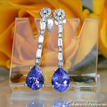 Precious Tanzanite Earrings with Diamonds