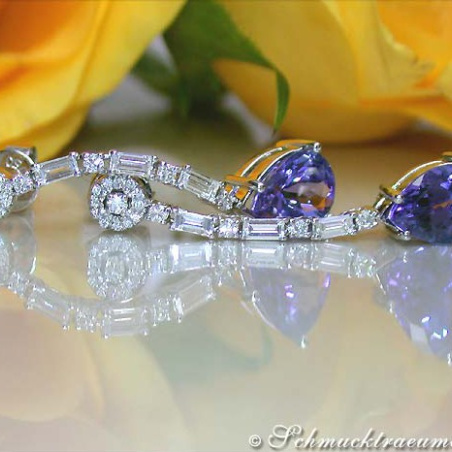 Precious Tanzanite Earrings with Diamonds