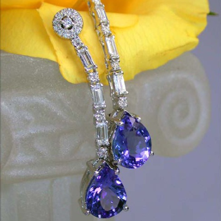 Precious Tanzanite Earrings with Diamonds