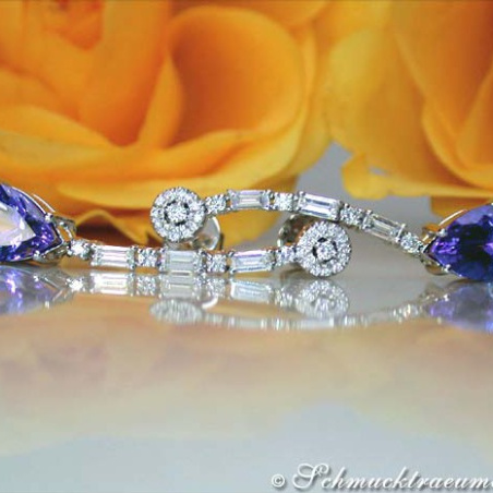 Precious Tanzanite Earrings with Diamonds