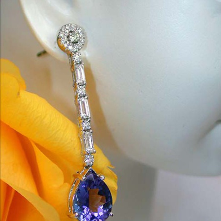 Precious Tanzanite Earrings with Diamonds