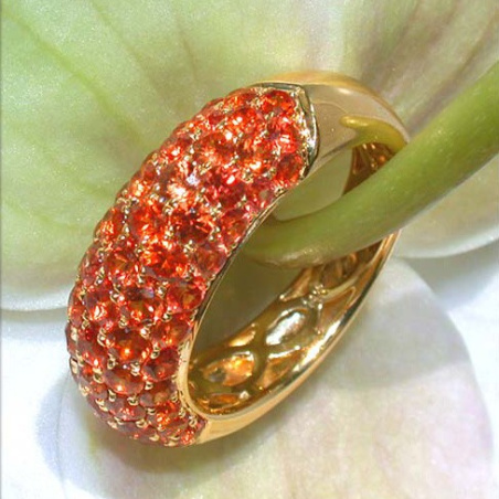 Noble Orange Sapphire Pavéring