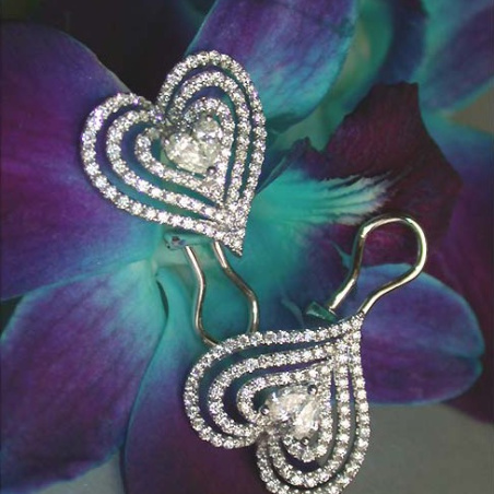 Striking Diamond Heart Earrings