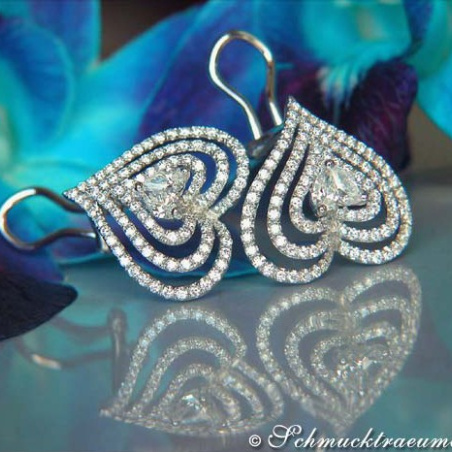 Striking Diamond Heart Earrings