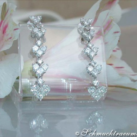 Fabulous Diamond Heart Dangling Earrings