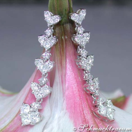 Fabulous Diamond Heart Dangling Earrings
