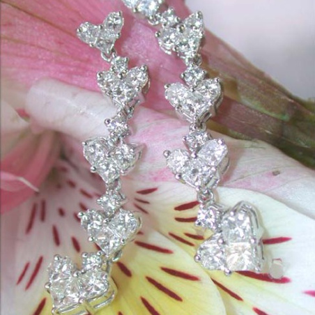 Fabulous Diamond Heart Dangling Earrings