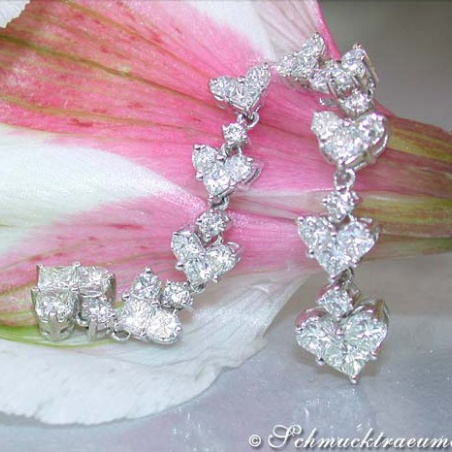 Fabulous Diamond Heart Dangling Earrings
