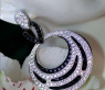 Luxurious Dangling Earrings with Black & White Diamonds