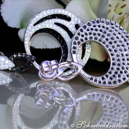 Luxurious Dangling Earrings with Black & White Diamonds