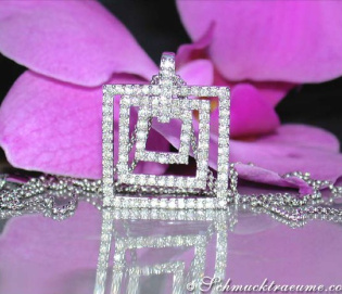 Attractive Diamond Square Pendant incl. Chain