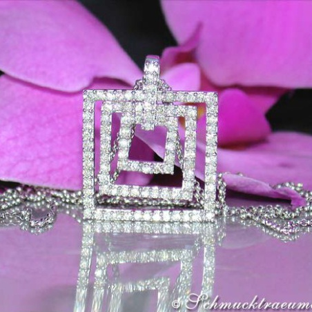 Attractive Diamond Square Pendant incl. Chain