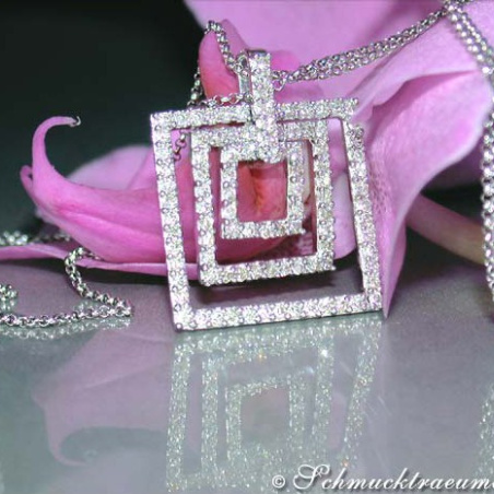 Attractive Diamond Square Pendant incl. Chain