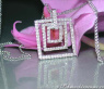 Attractive Diamond Square Pendant incl. Chain