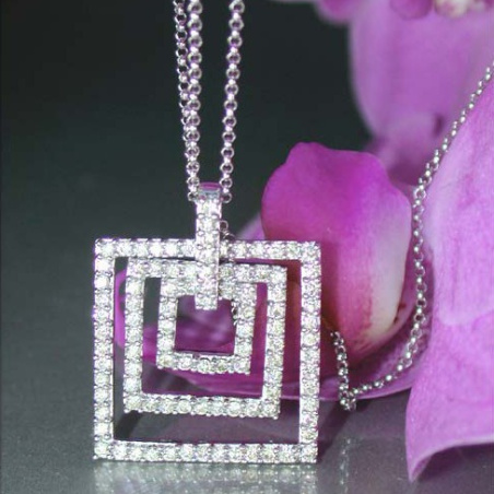 Attractive Diamond Square Pendant incl. Chain
