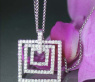 Attractive Diamond Square Pendant incl. Chain