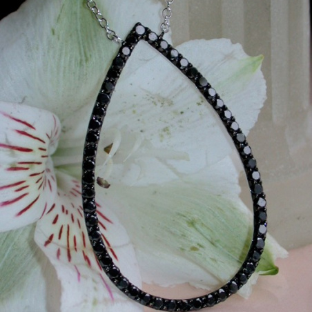 Pretty Black Diamond Pear Necklace