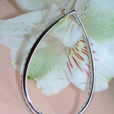 Pretty Black Diamond Pear Necklace