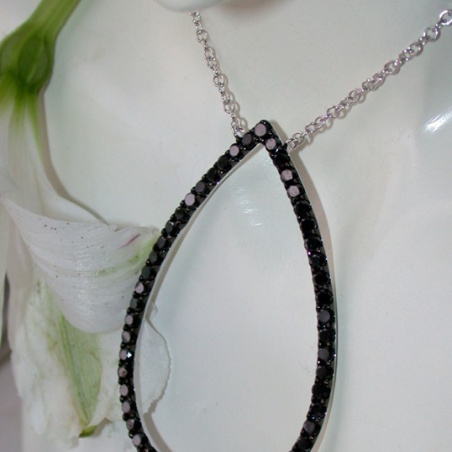 Pretty Black Diamond Pear Necklace