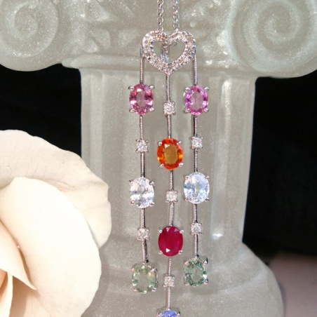 Beautiful Multicolor Gemstone Pendant incl. Chain