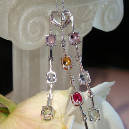 Beautiful Multicolor Gemstone Pendant incl. Chain