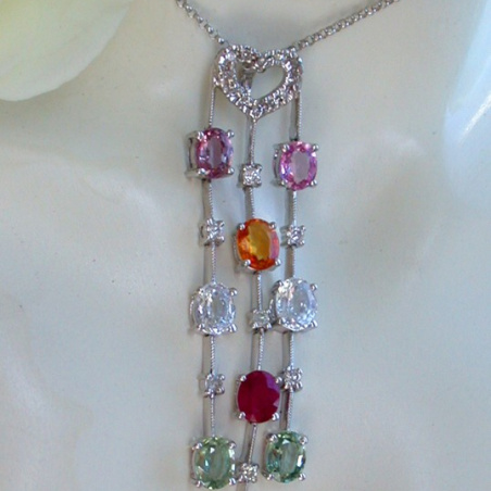 Beautiful Multicolor Gemstone Pendant incl. Chain
