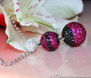 Attractive Necklace with Rubies & Black and White Diamonds