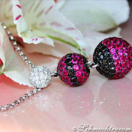 Attractive Necklace with Rubies & Black and White Diamonds