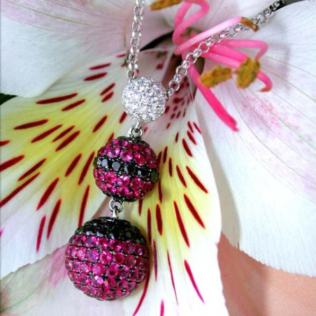 Attractive Necklace with Rubies & Black and White Diamonds
