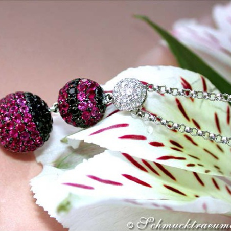 Attractive Necklace with Rubies & Black and White Diamonds