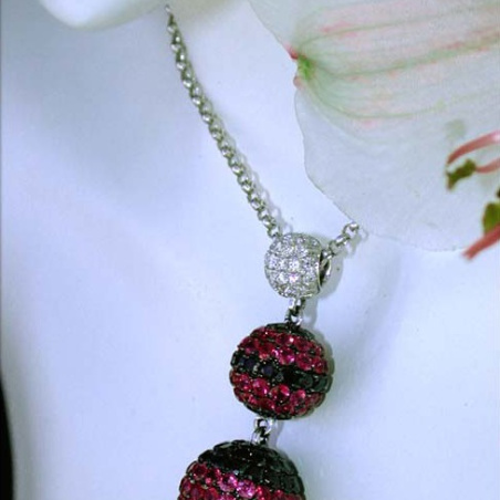 Attractive Necklace with Rubies & Black and White Diamonds