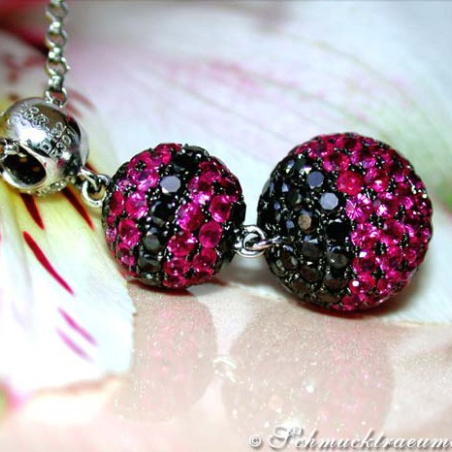 Attractive Necklace with Rubies & Black and White Diamonds