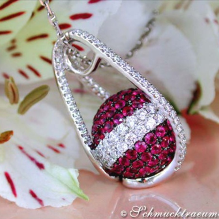 Attractive Ruby Necklace with Diamonds