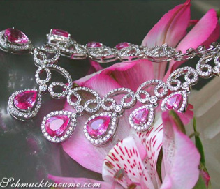 Pink Saphir Collier mit Brillanten