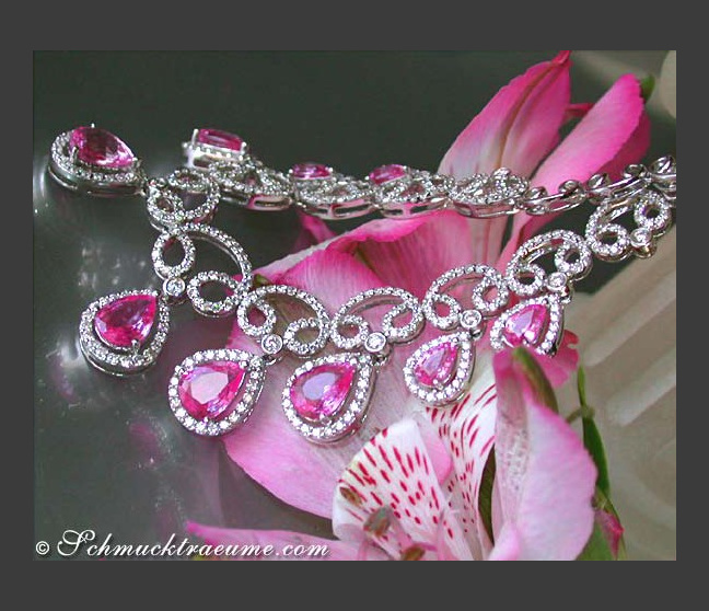 Pink Saphir Collier mit Brillanten Pink Saphir Collier mit Brillanten