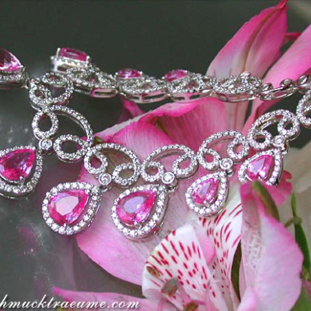 Pink Saphir Collier mit Brillanten