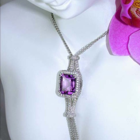 Superb Amethyst Necklace with Diamonds
