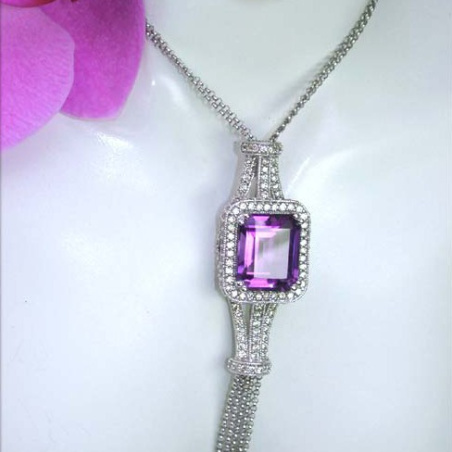 Superb Amethyst Necklace with Diamonds