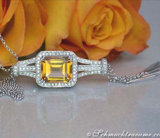 Unique Citrin Necklace with Diamonds