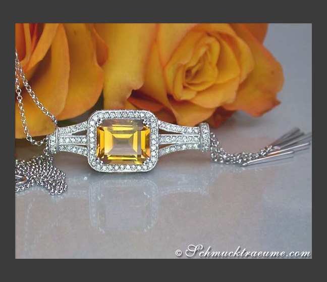 Unique Citrin Necklace with Diamonds Unique Citrin Necklace with Diamonds