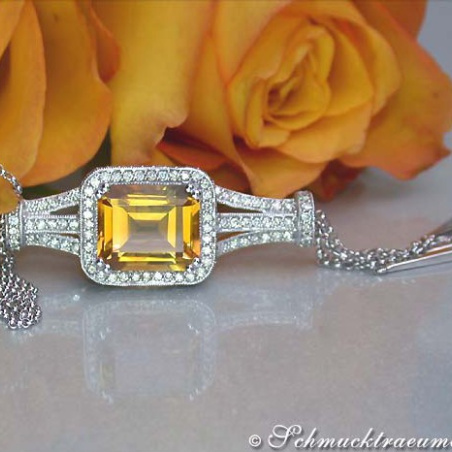 Unique Citrin Necklace with Diamonds