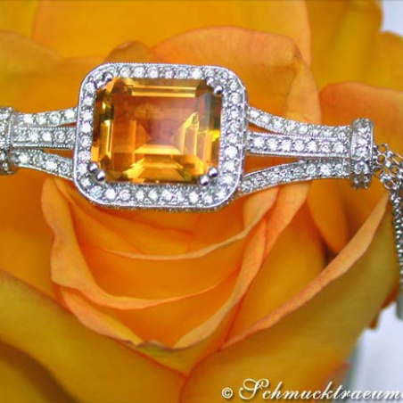 Unique Citrin Necklace with Diamonds