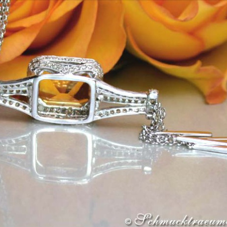 Unique Citrin Necklace with Diamonds