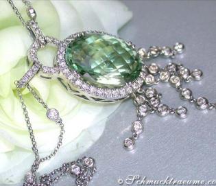 Wonderful Prasiolite Necklace with Diamonds