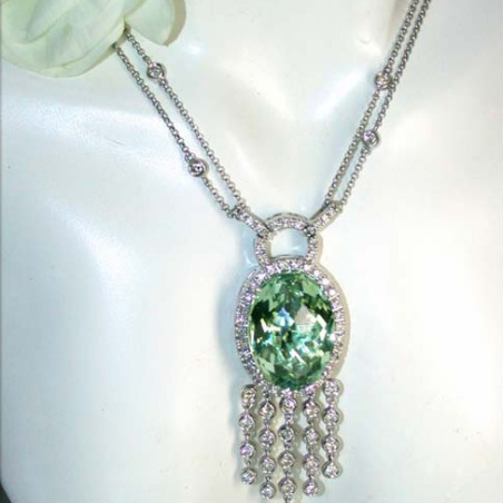Wonderful Prasiolite Necklace with Diamonds