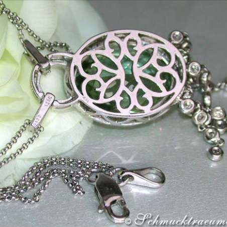 Wonderful Prasiolite Necklace with Diamonds
